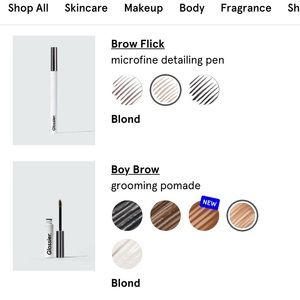 Glossier Boy Brow & Brow Flick in Blond + samples